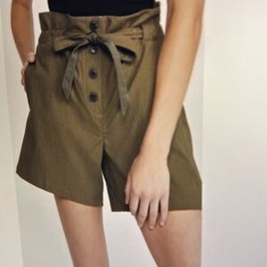 Rag & Bone Camille Relaxed Fit Shorts High Waist Brown with Tie-Belt NWT size  4